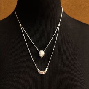 925 Layered Moonstone Crescent Moon Necklace